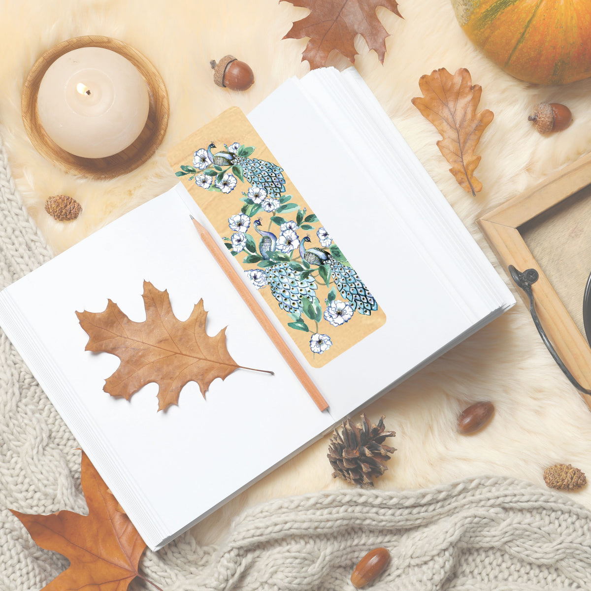 Wood Bookmark - Peacock Garden