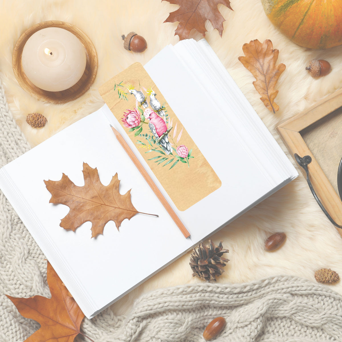 Wood Bookmark - Parrots & Proteas