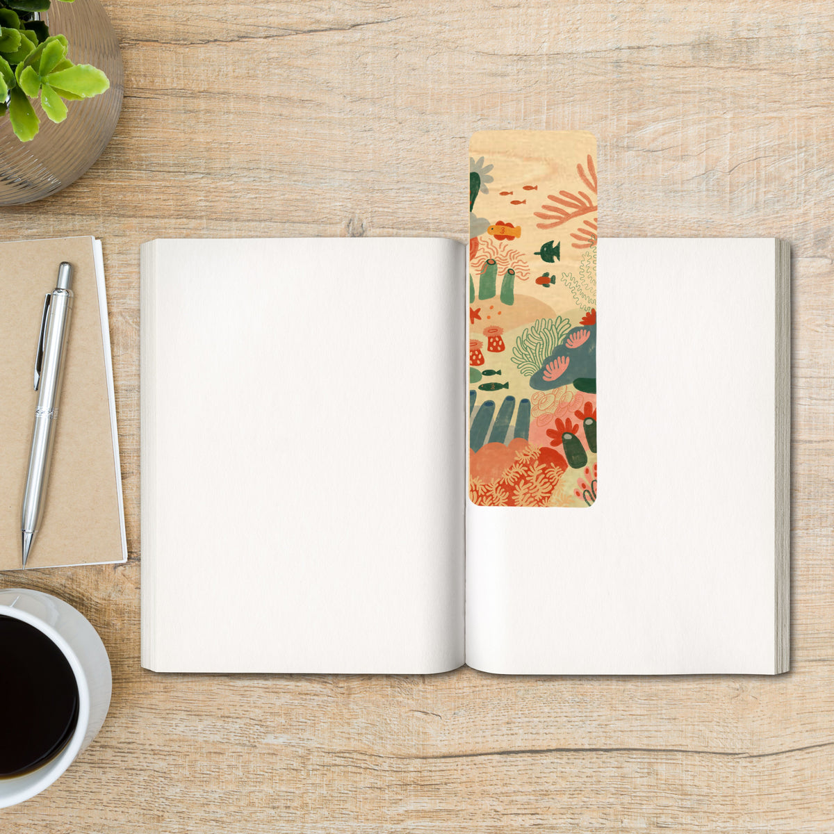 Wood Bookmark - Colourful Corals