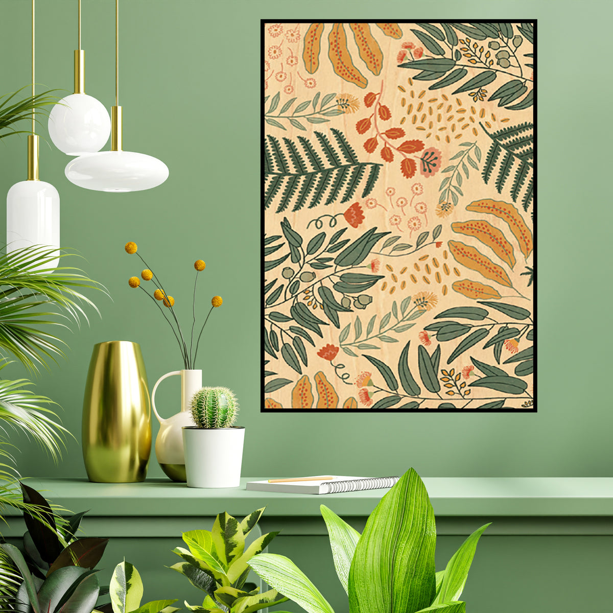 Wood Art Print A3 - Flora Jungle