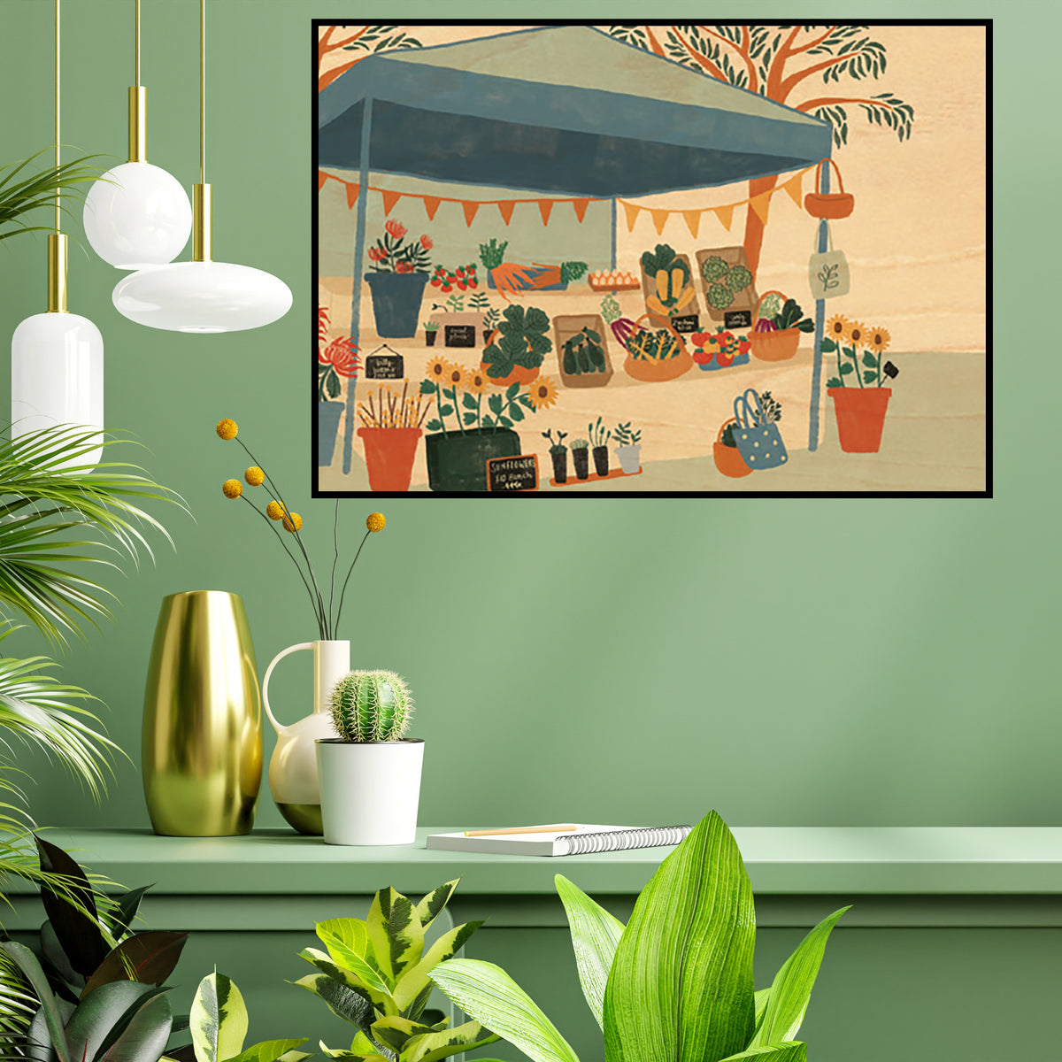 Wood Art Print A3 - Farmer's Market