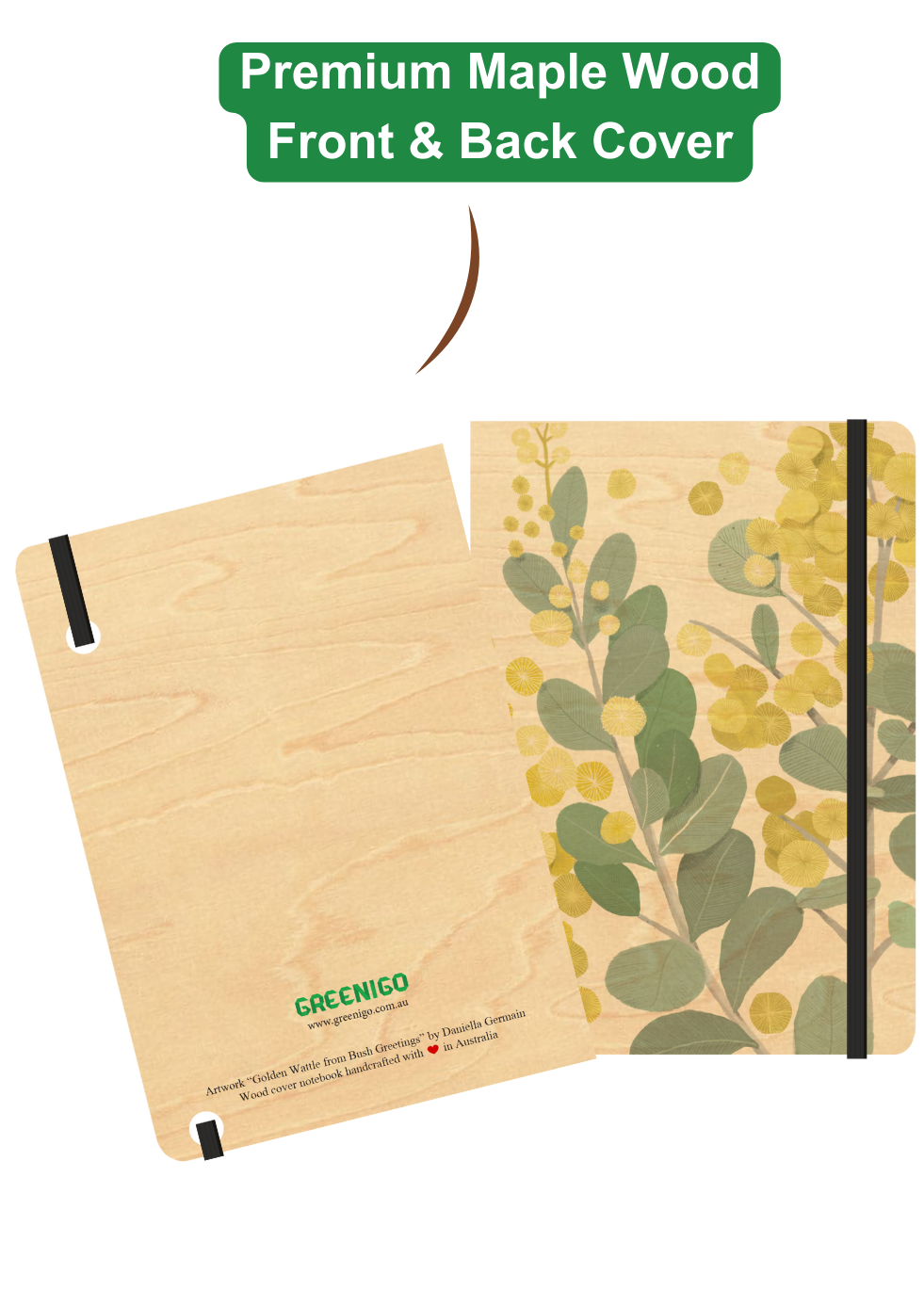 B6 Wood Cover Notebook (Lined) - Golden Wattle