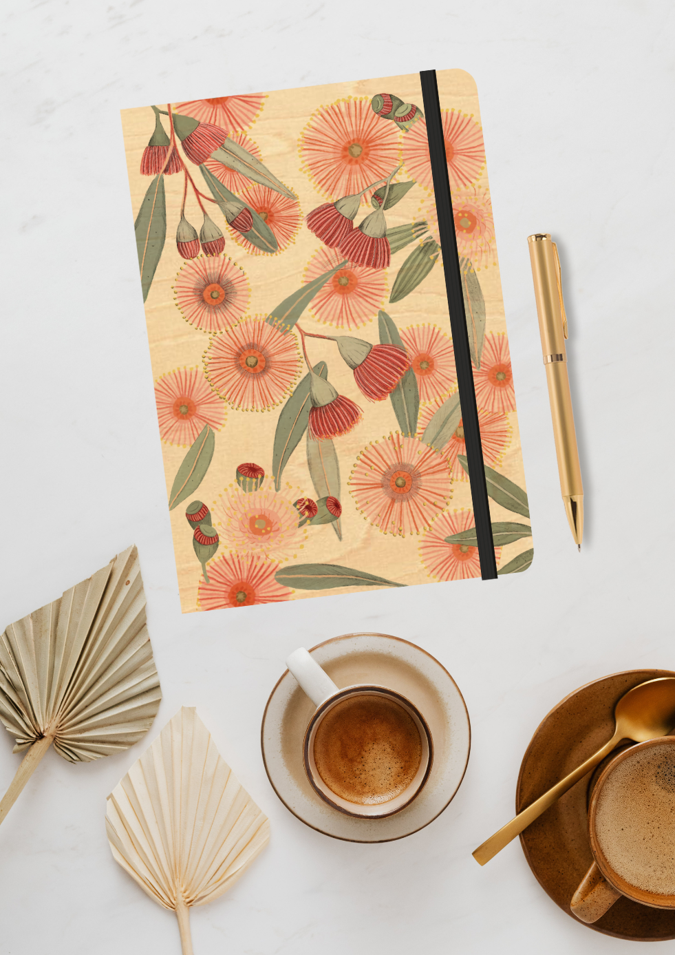 A5 Wood Cover Journal (Blank) - Red Eucalyptus Burst