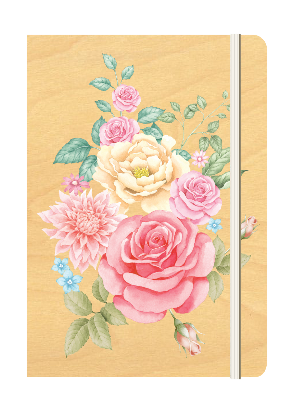 B6 Wood Cover Notebook (Lined) - Floriana