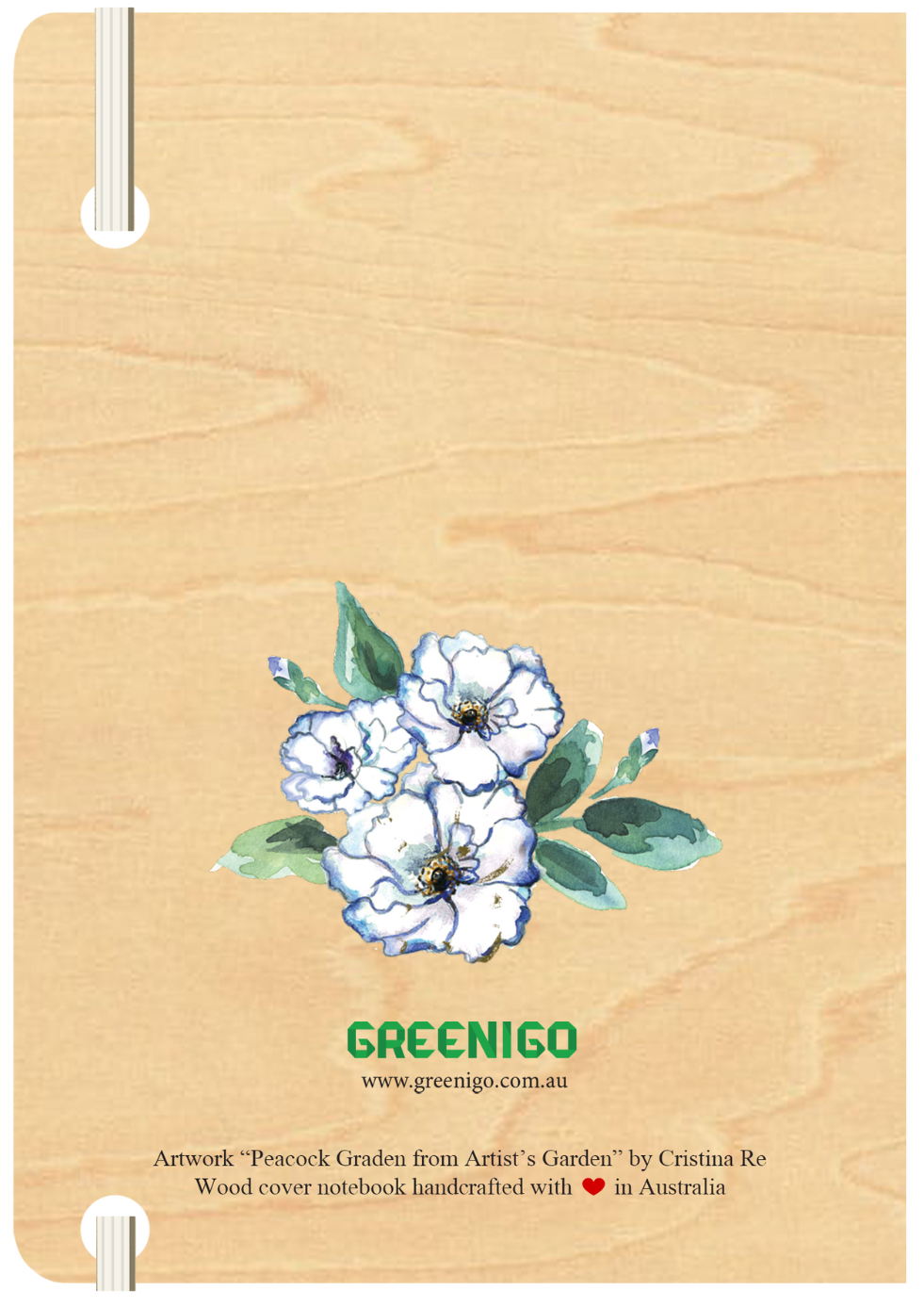 A5 Wood Cover Journal (Blank) - Peacock Garden