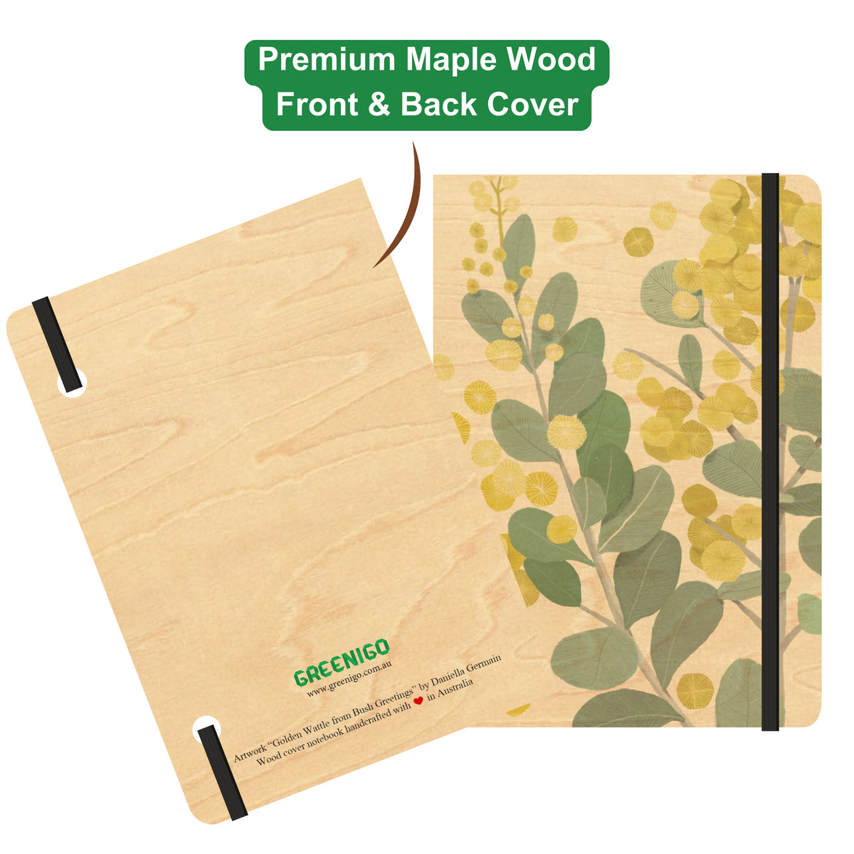 A5 Wood Cover Journal (Blank) - Golden Wattle