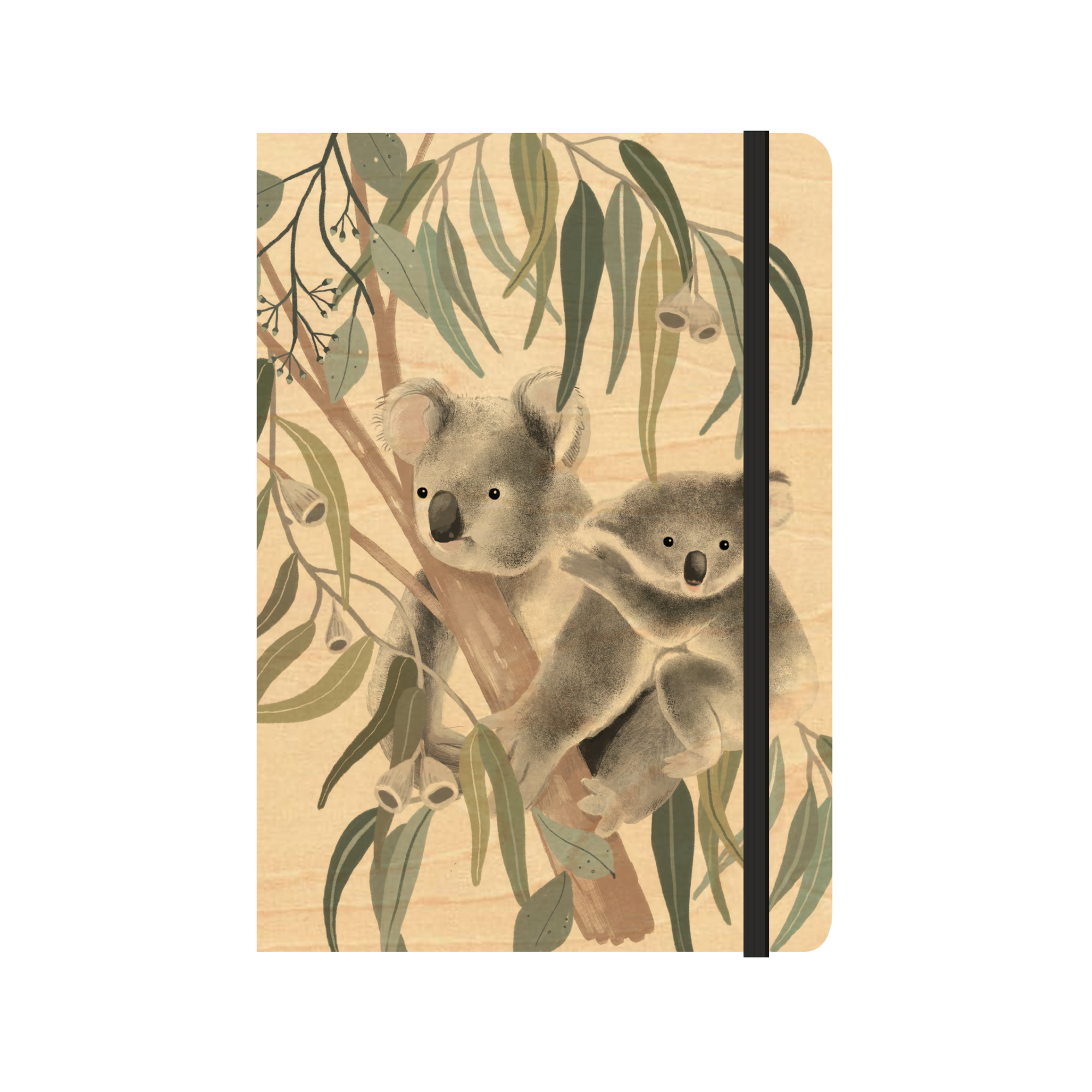 B6 Wood Cover Notebook (Lined) - Koala Cuddles