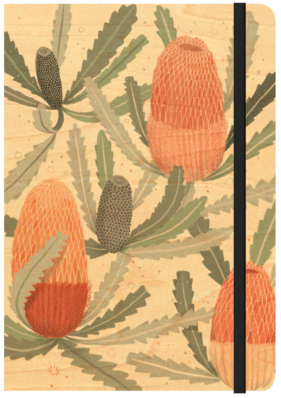 A5 Wood Cover Journal (Blank) - Bushy Banksia