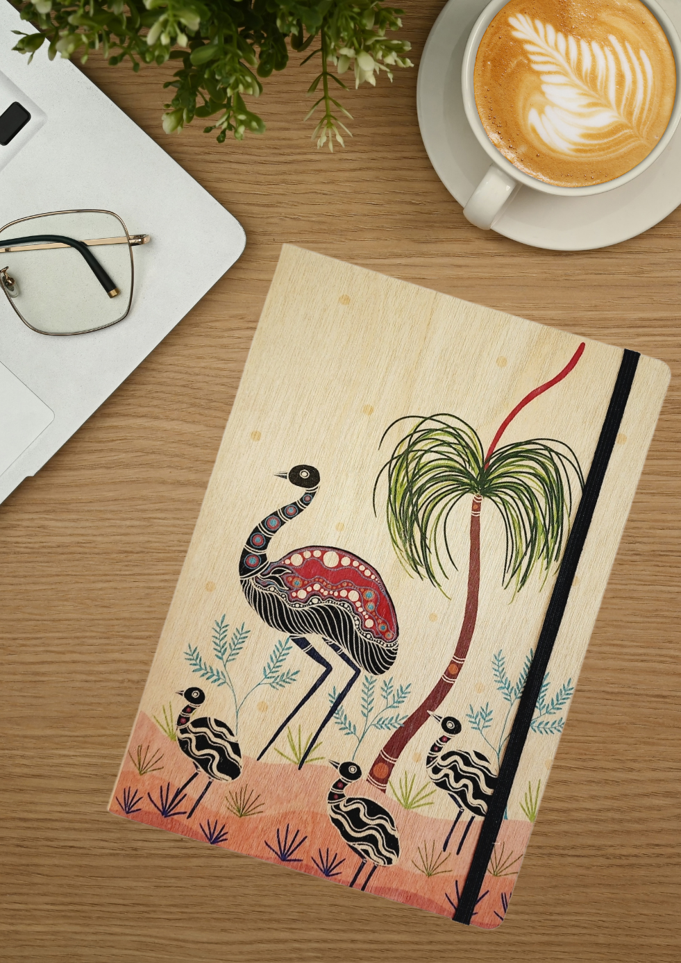 A5 Wood Cover Journal (Blank) - Emu