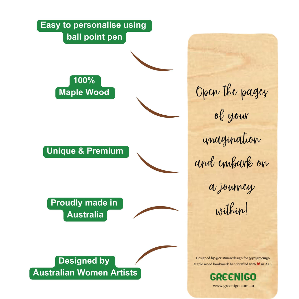 Wood Bookmark - Peacock Garden