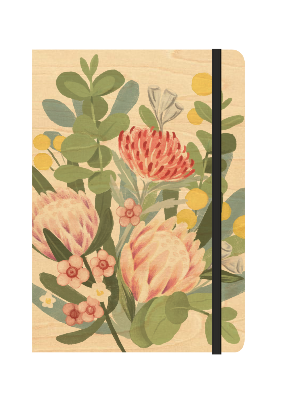 B6 Wood Cover Notebook (Lined) - Native Posy