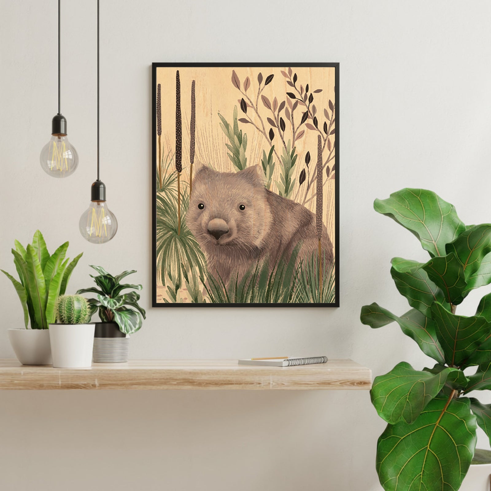 Wood Wall Art A4 - Wombat Wandering
