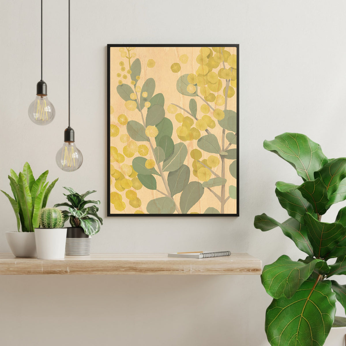Wood Art Print A4 - Golden Wattle