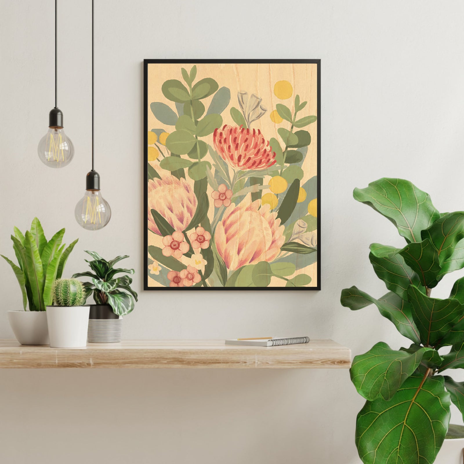 Wood Wall Art A4 - Native Posy