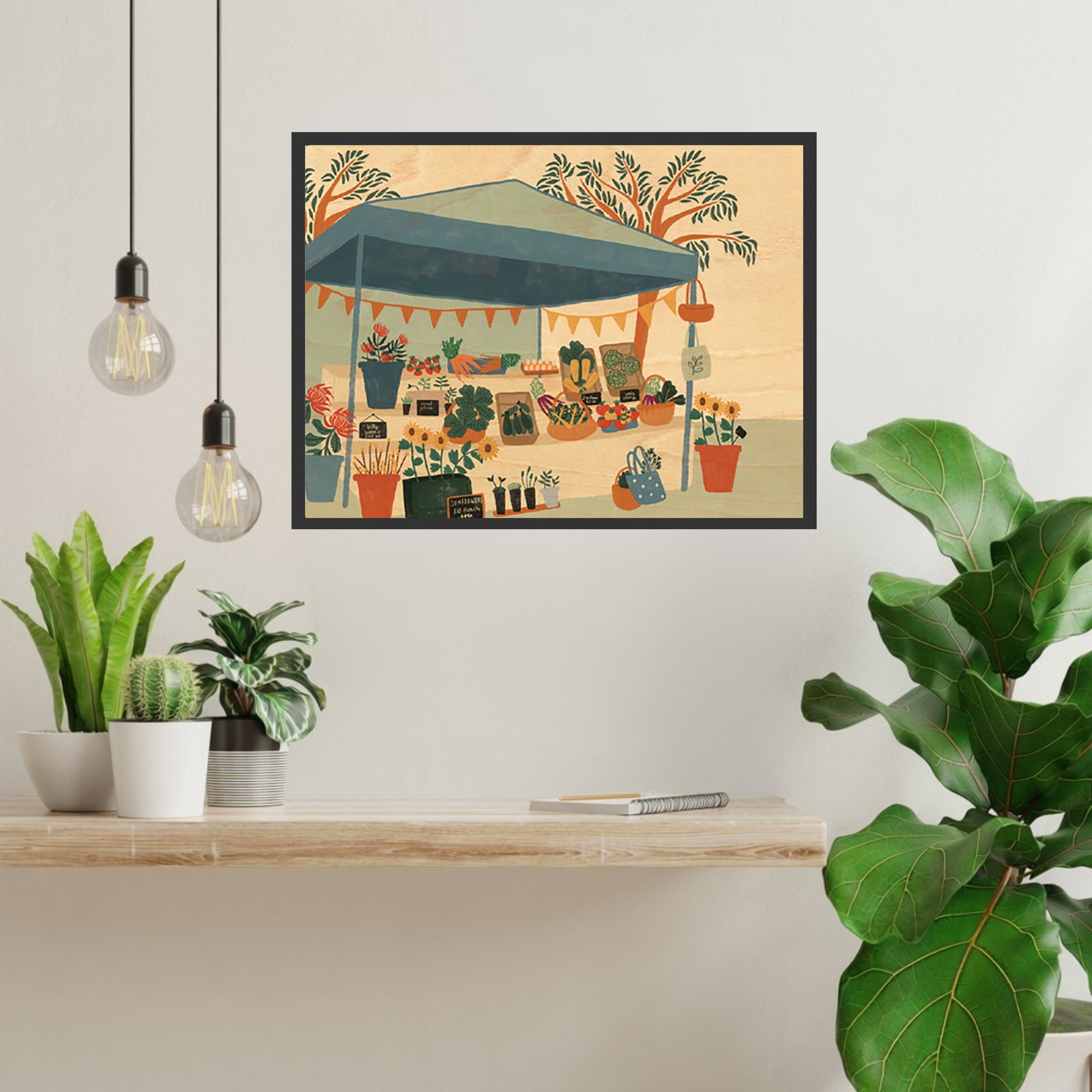 Wood Wall Art A4 - Farmer's Market