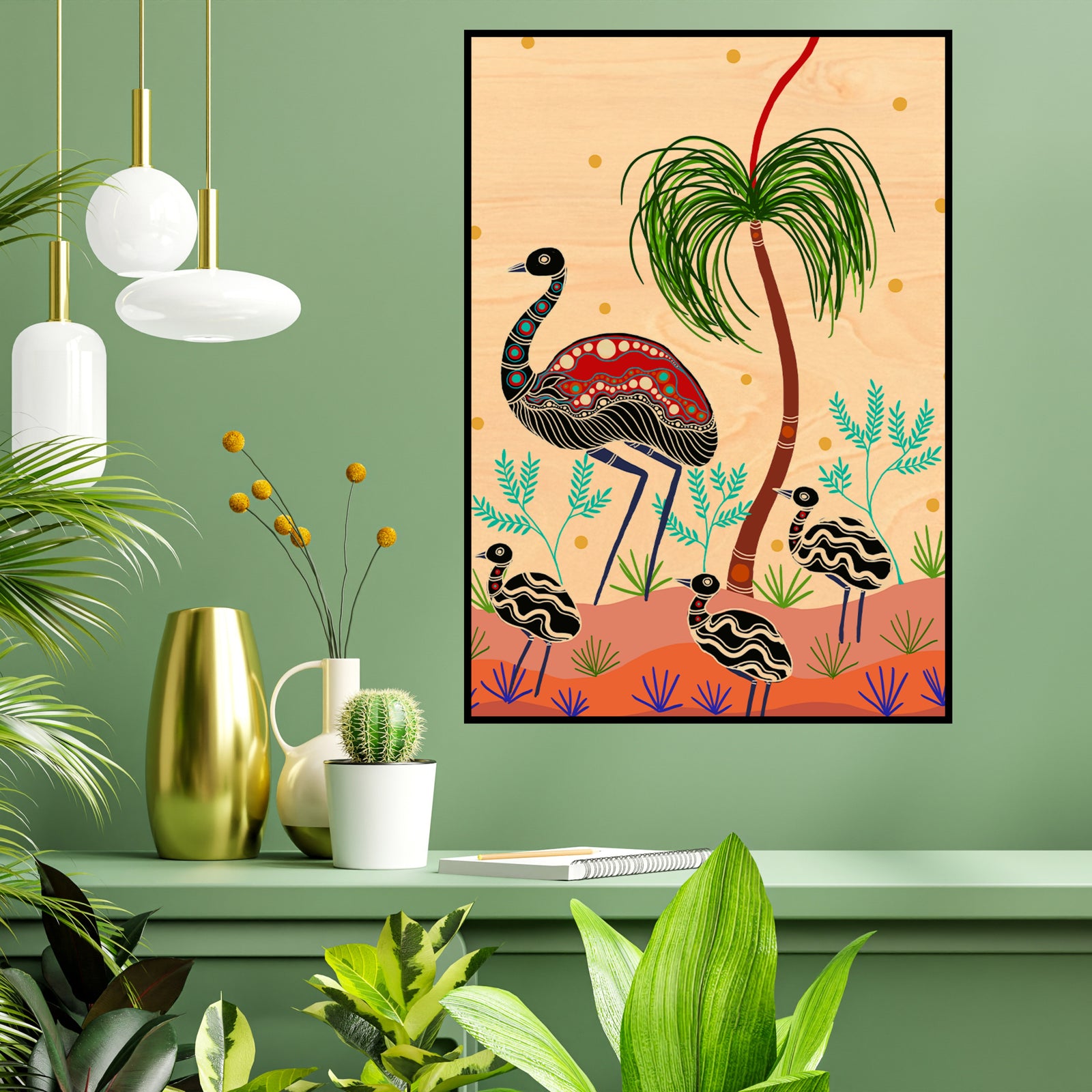 Wood Art Print A3 - Emu
