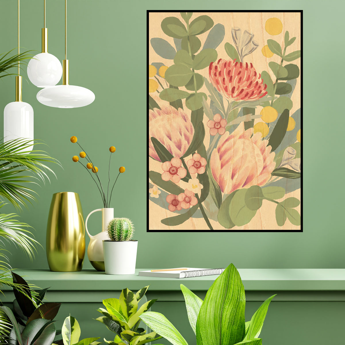 Wood Art Print A3 - Native Posy