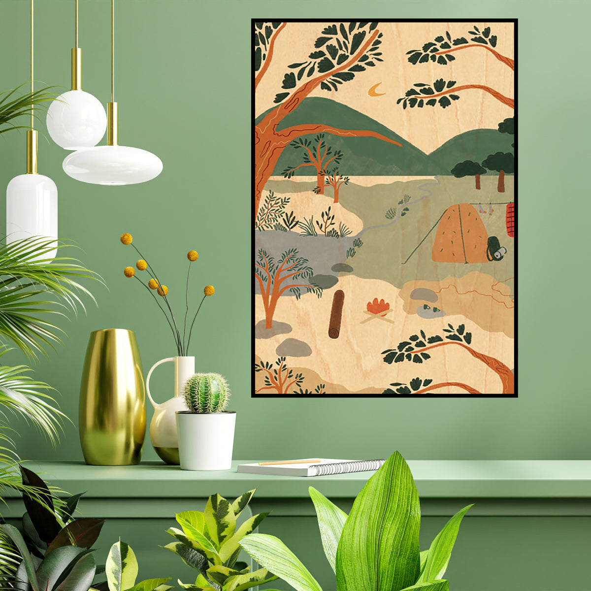 Wood Art Print A3 - Camping Trip