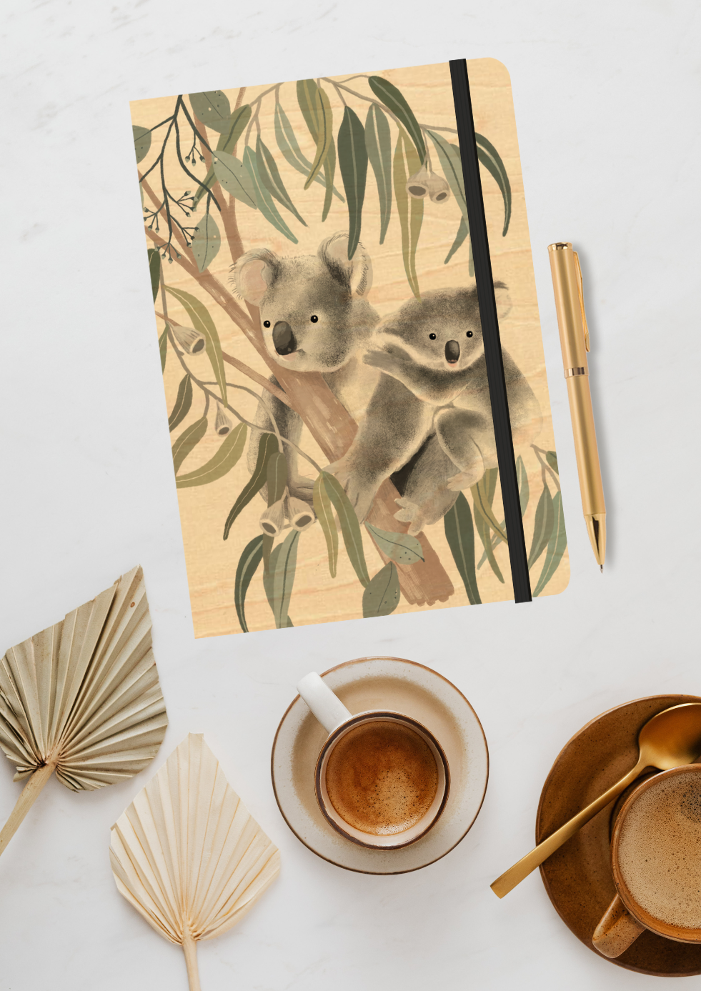 A5 Wood Cover Journal (Blank) - Koala Cuddles
