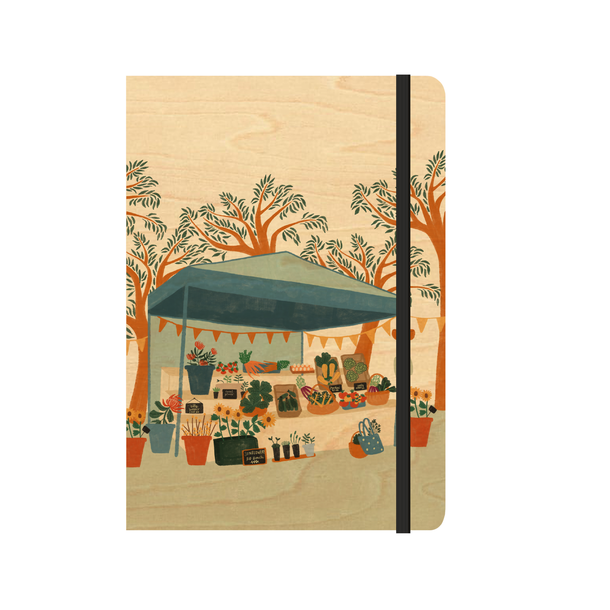 B6 Wood Cover Notebook (Lined) - Farmers Market