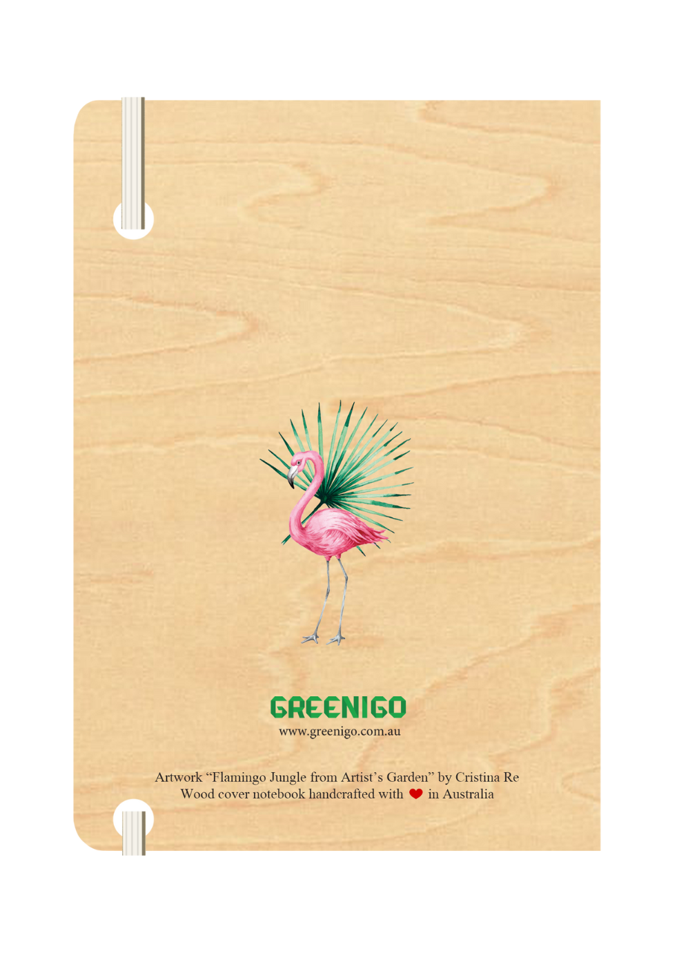 B6 Wood Cover Notebook (Lined) - Flamingo Jungle