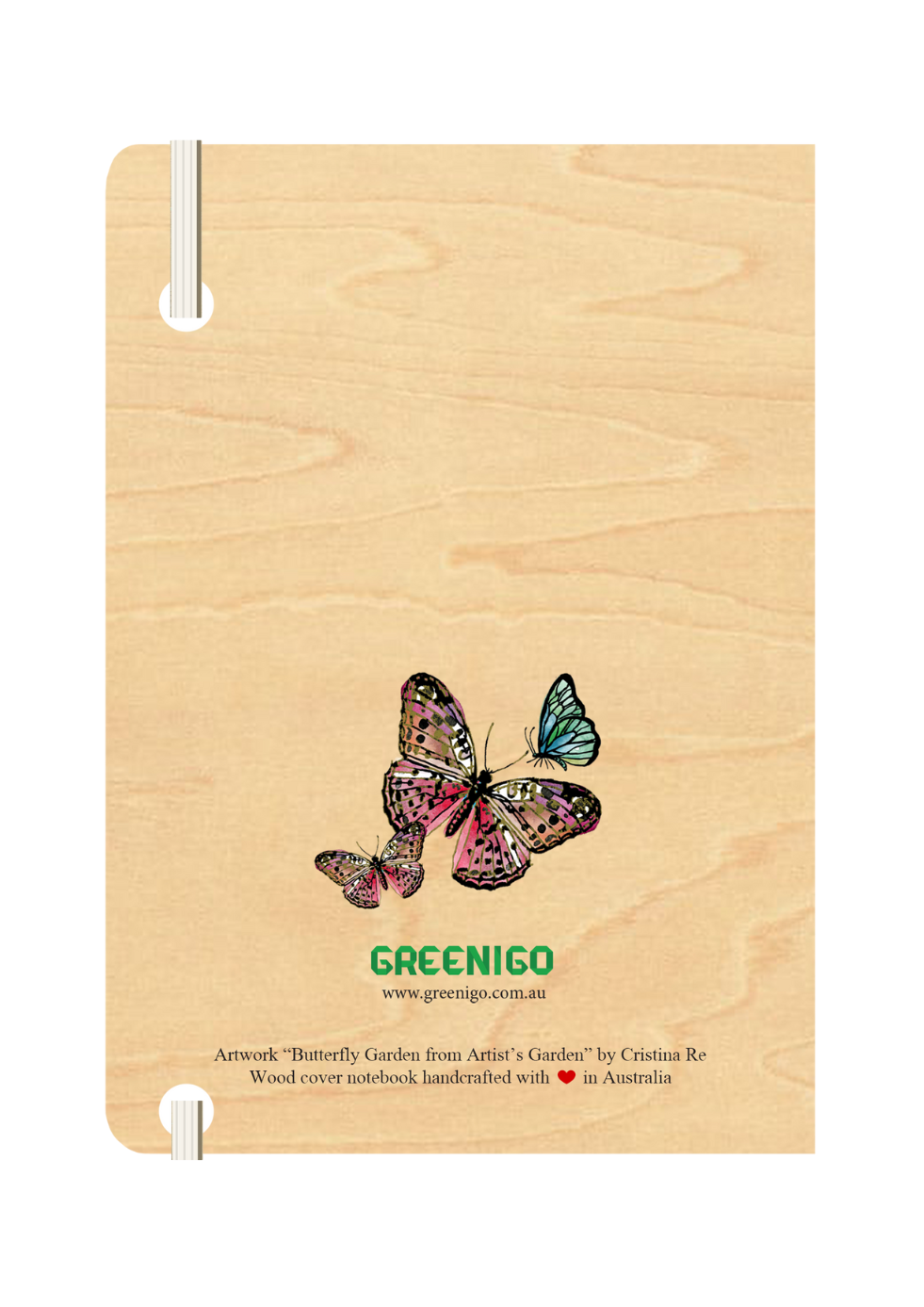 B6 Wood Cover Notebook (Lined) - Butterfly Garden