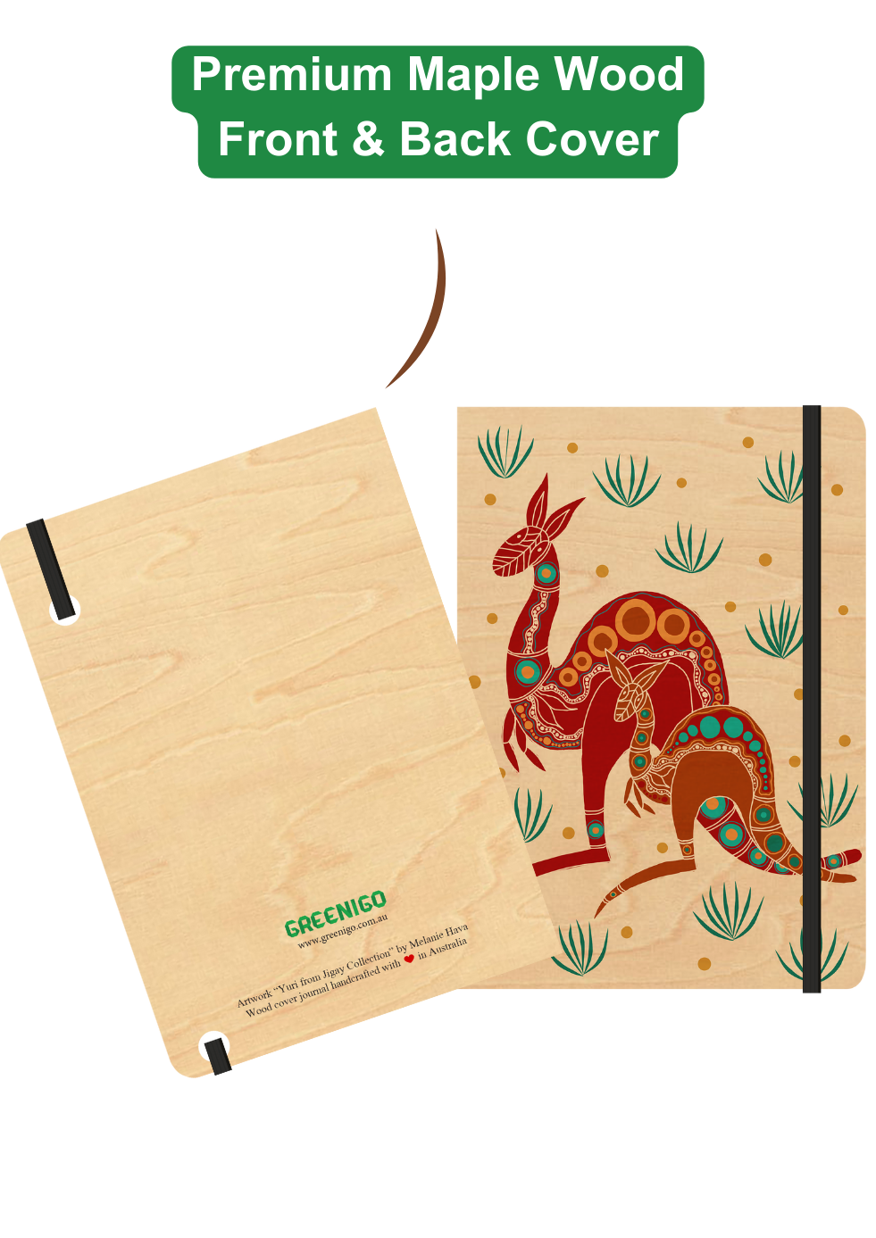 A5 Wood Cover Journal (Blank) - Yuri (Kangaroo)