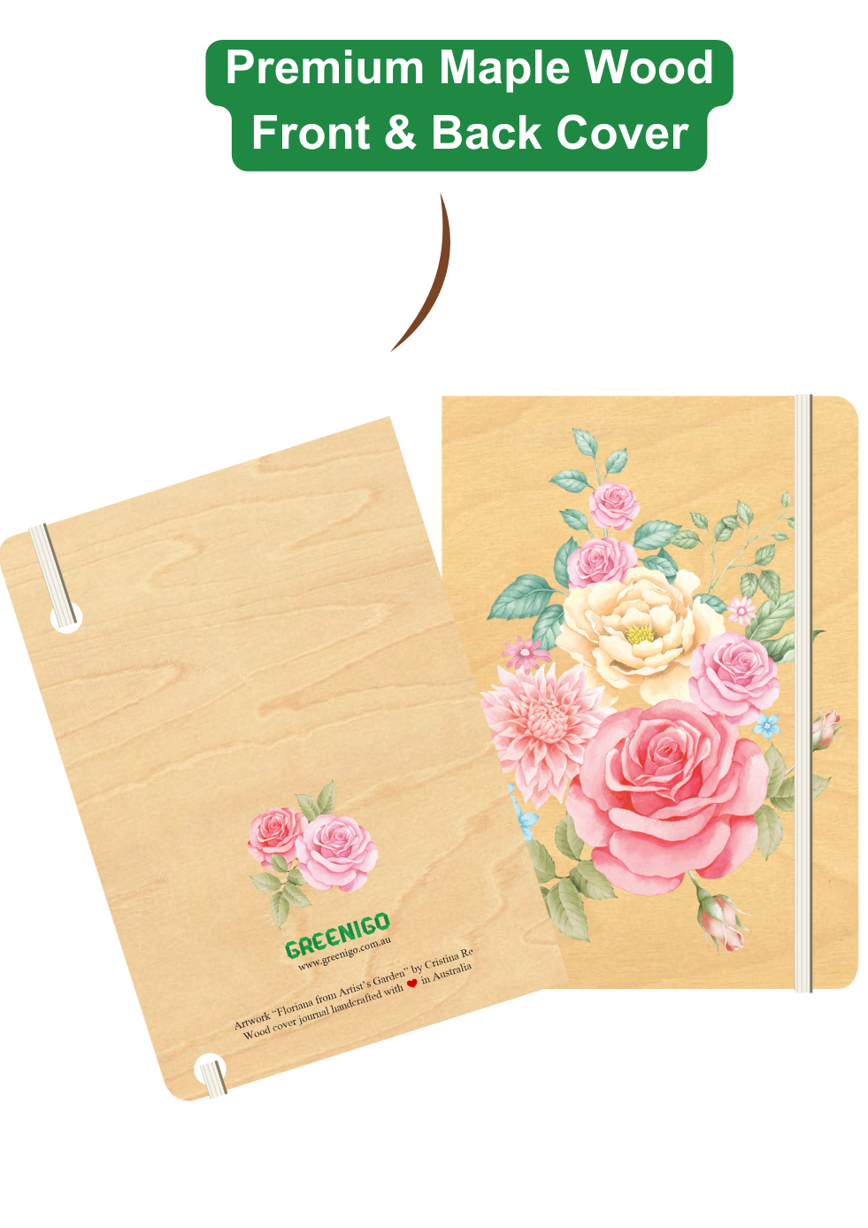 A5 Wood Cover Journal (Blank) - Floriana