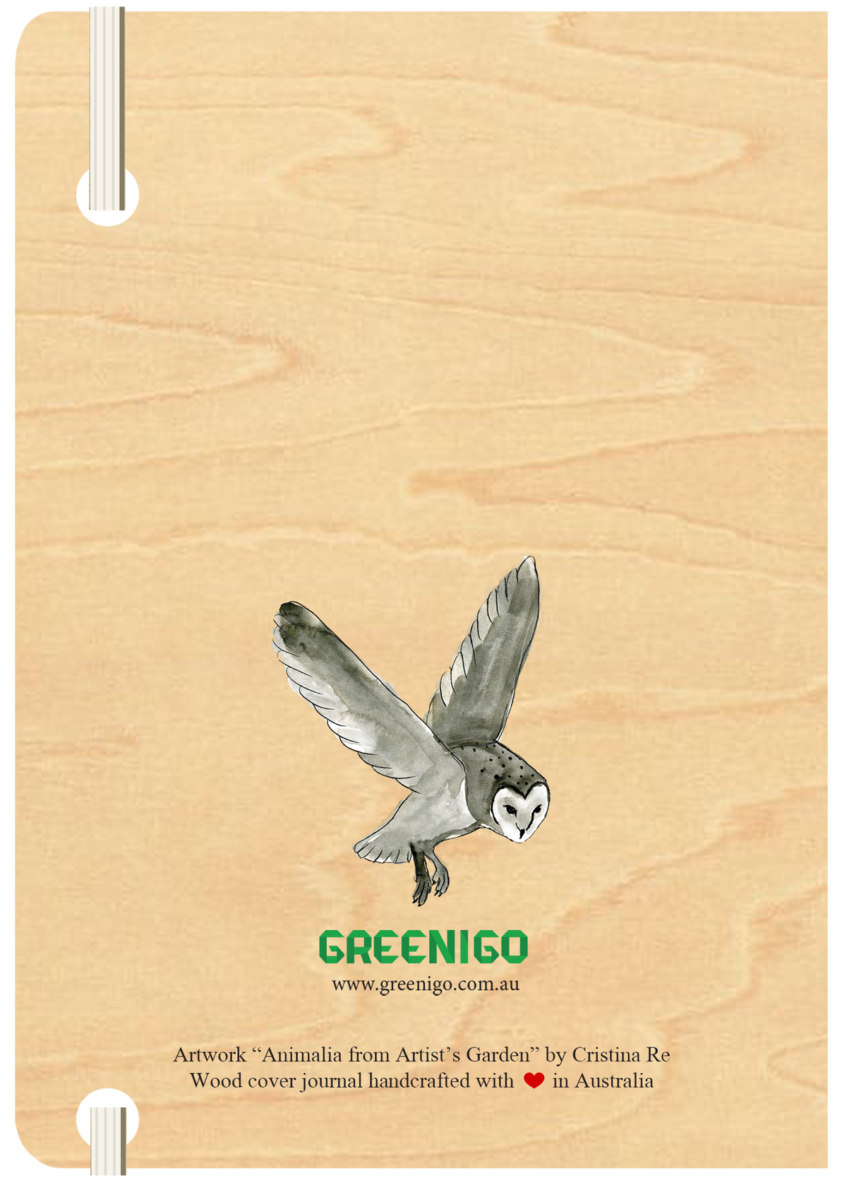 A5 Wood Cover Journal (Blank) - White Wolf