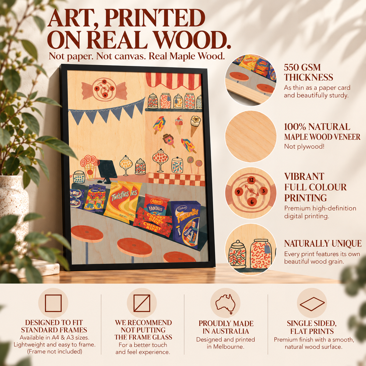 Wood Art Print - Lolly Shop