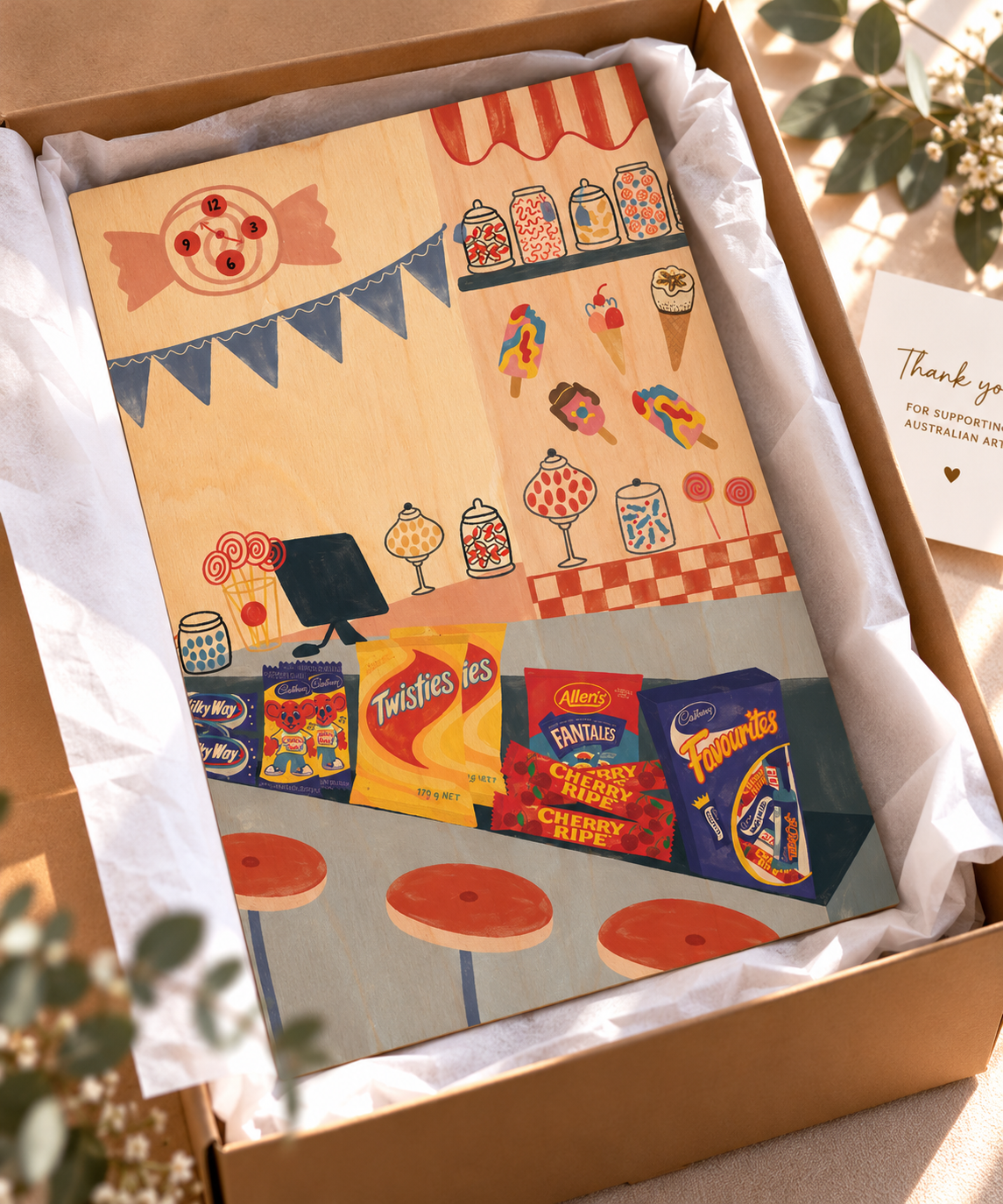 Wood Art Print - Lolly Shop