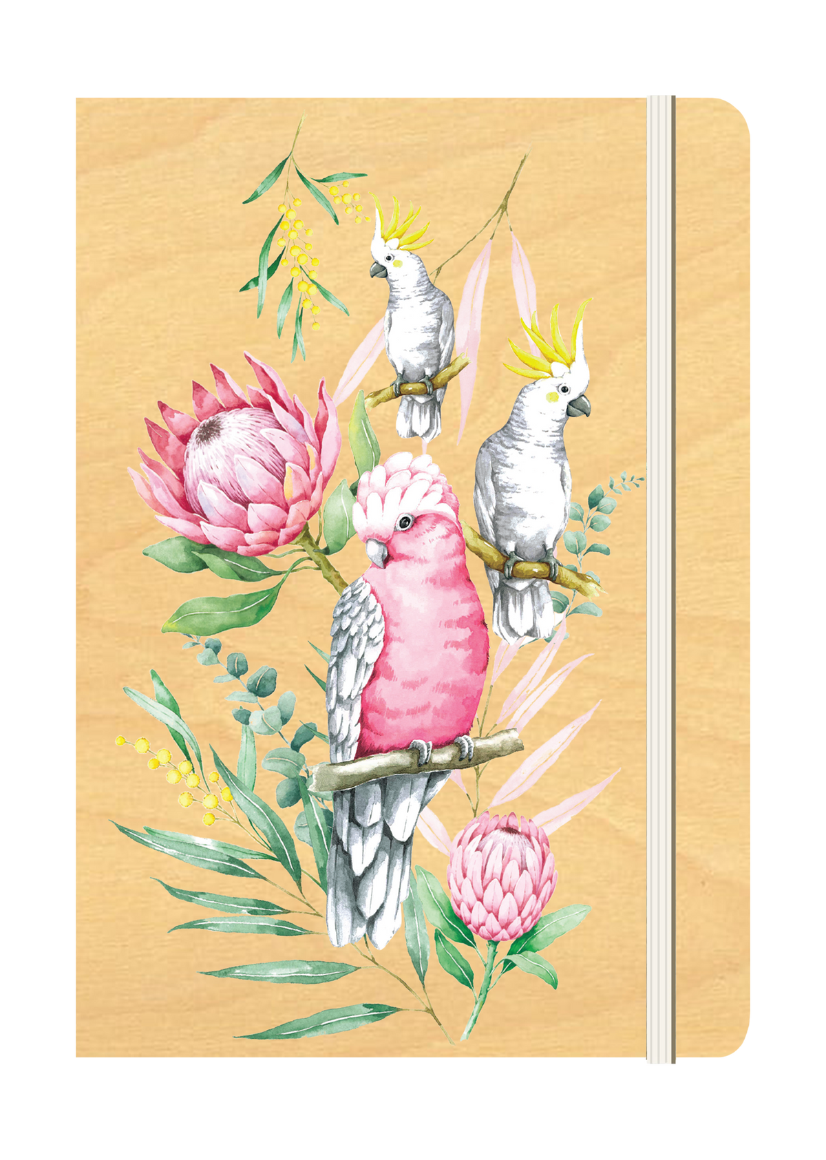 B6 Wood Cover Notebook (Lined) - Parrots &amp; Proteas