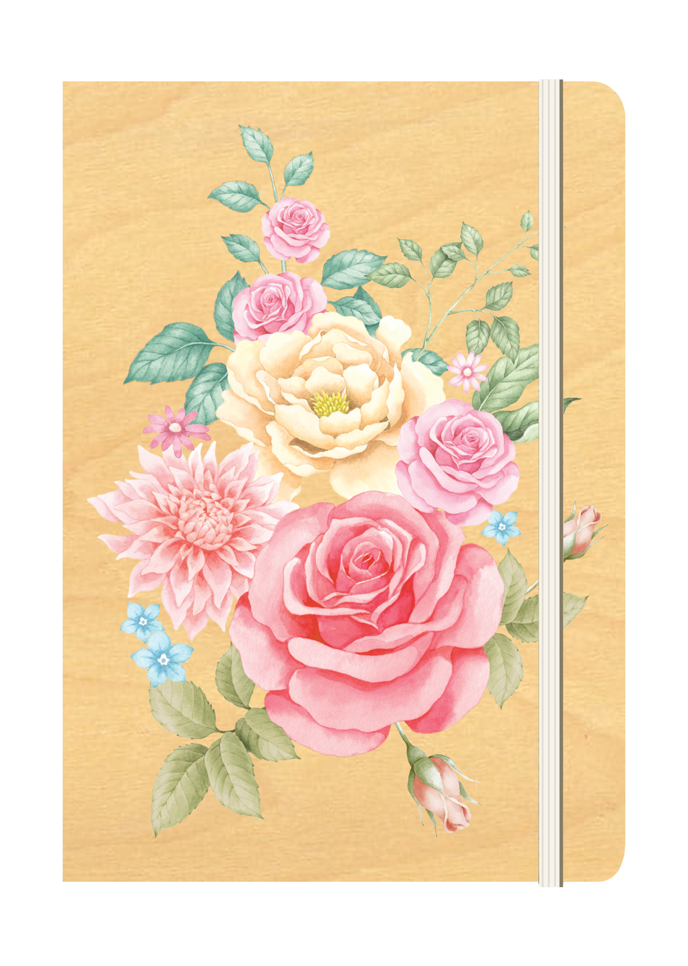 B6 Wood Cover Notebook (Lined) - Floriana