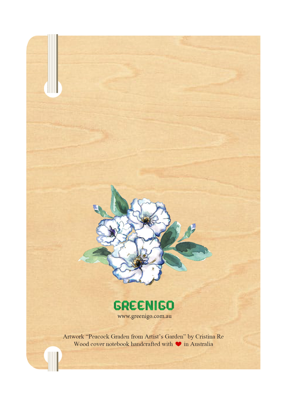 B6 Wood Cover Notebook (Lined) - Peacock Garden