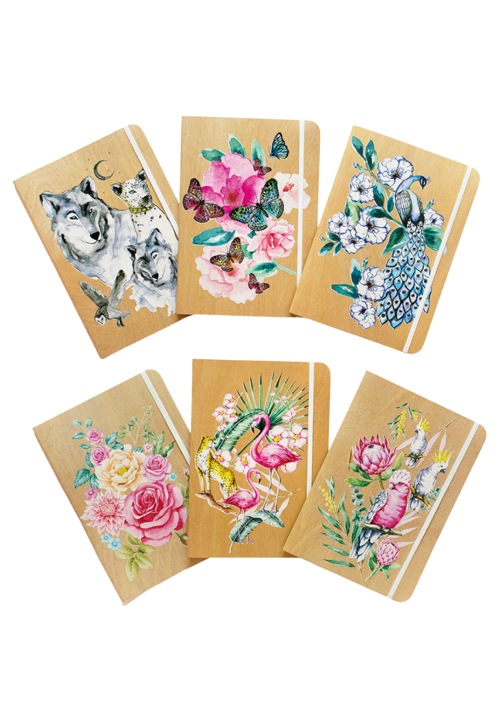 B6 Wood Cover Notebook (Lined) - Butterfly Garden