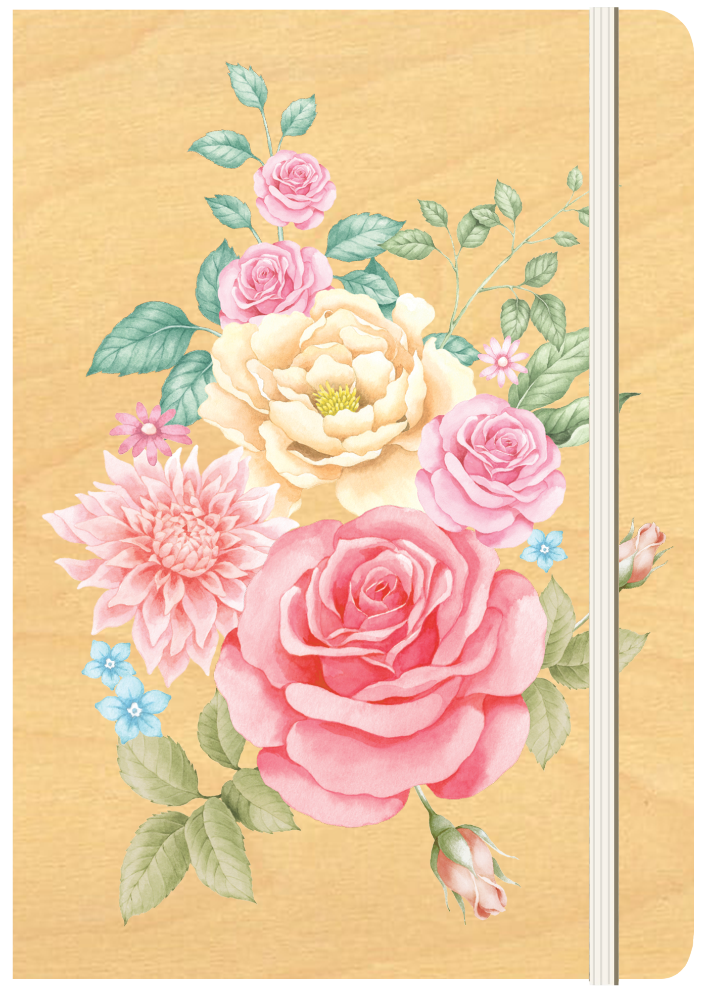 A5 Wood Cover Journal (Blank) - Floriana