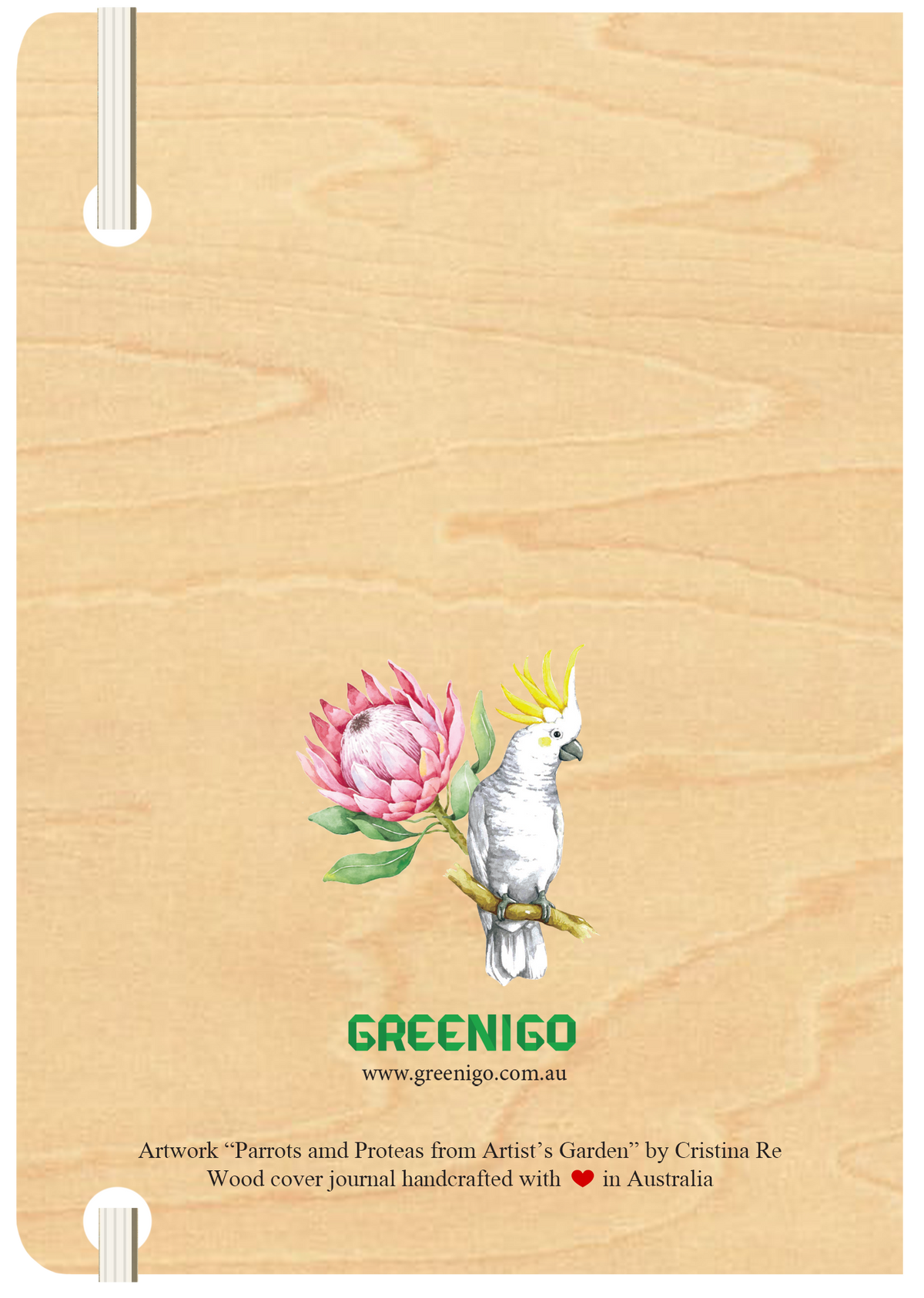 A5 Wood Cover Journal (Blank) - Parrots &amp; Proteas