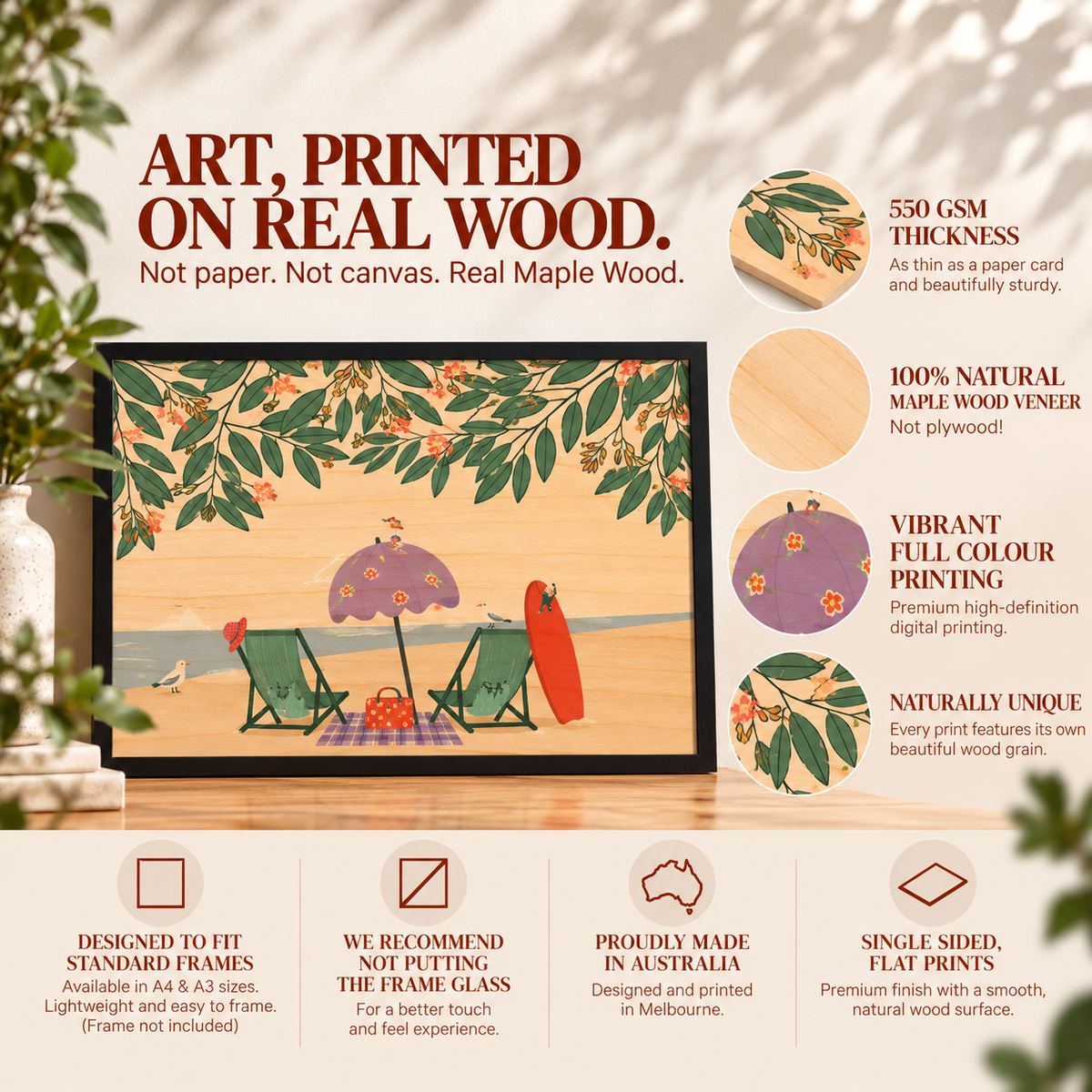 Wood Art Print - Beach Day
