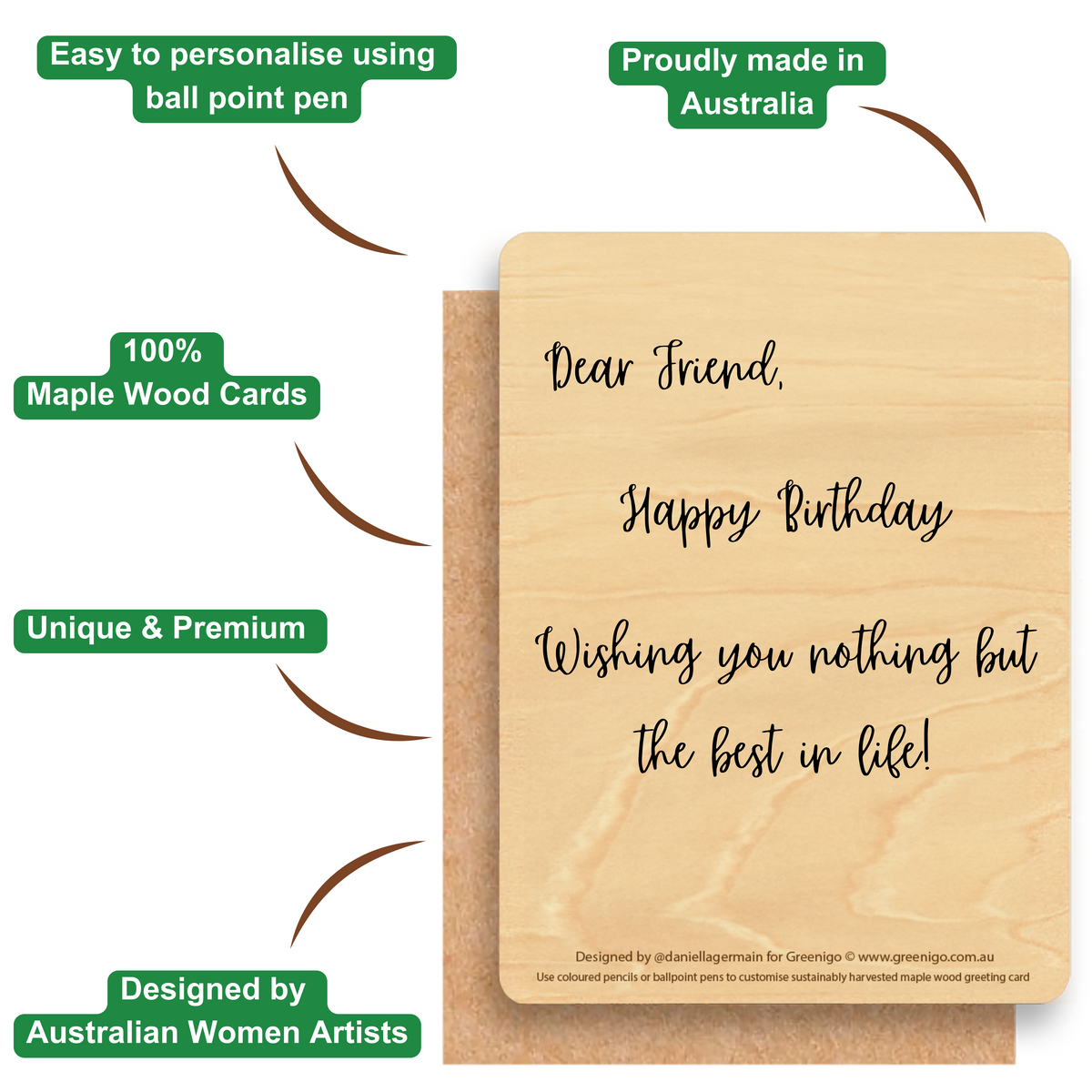 Wood Greeting Card - Red Eucalyptus Burst