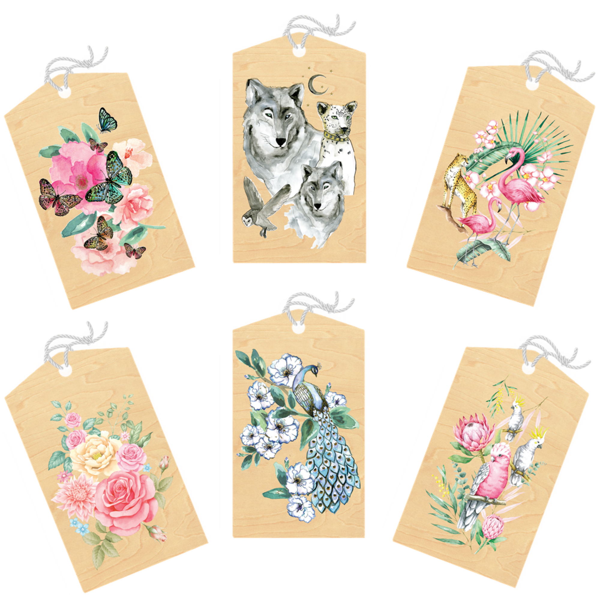Wood Gift Tag Bundle - 6 Pack - Garden Collection