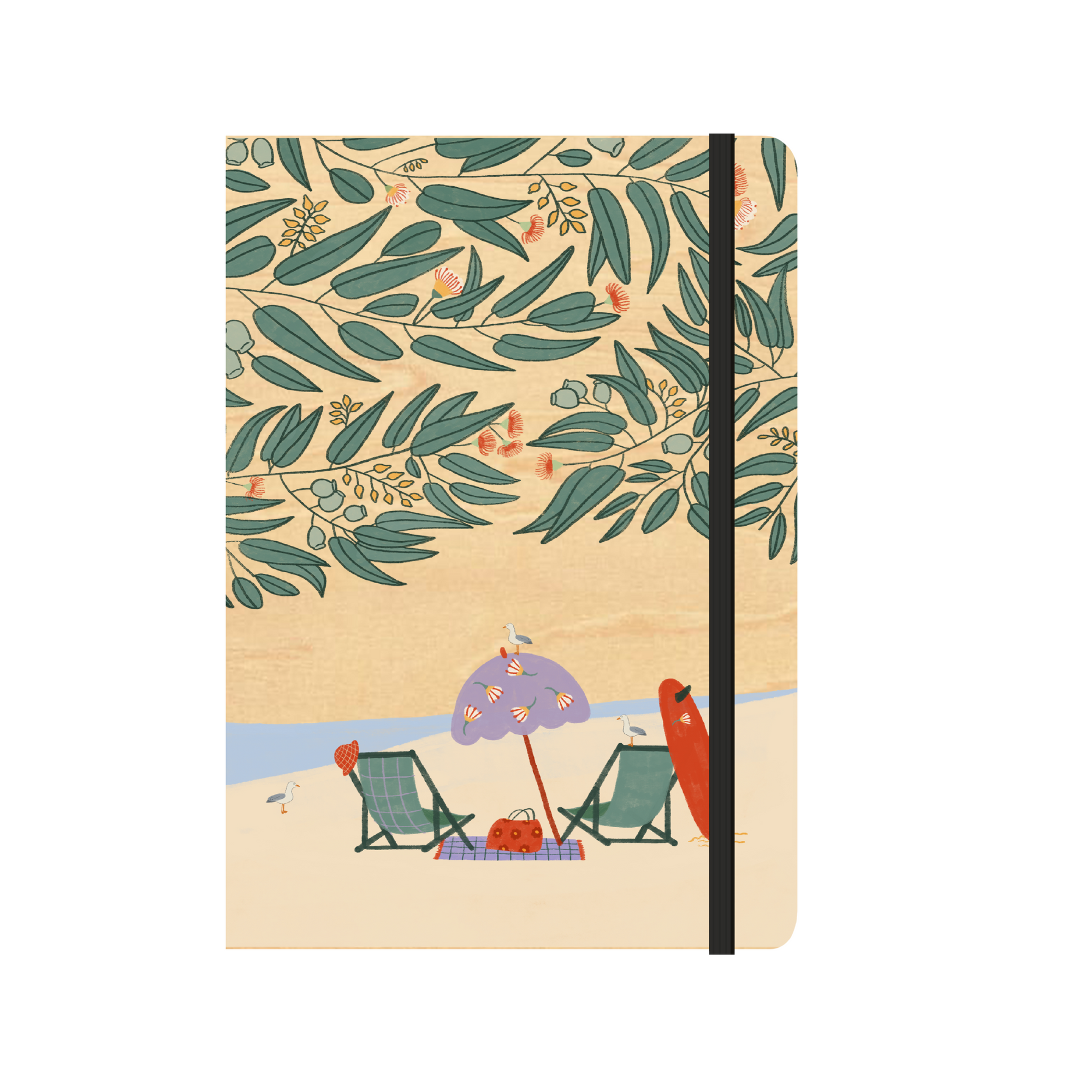 B6 Wood Cover Notebook (Lined) - Beach Day