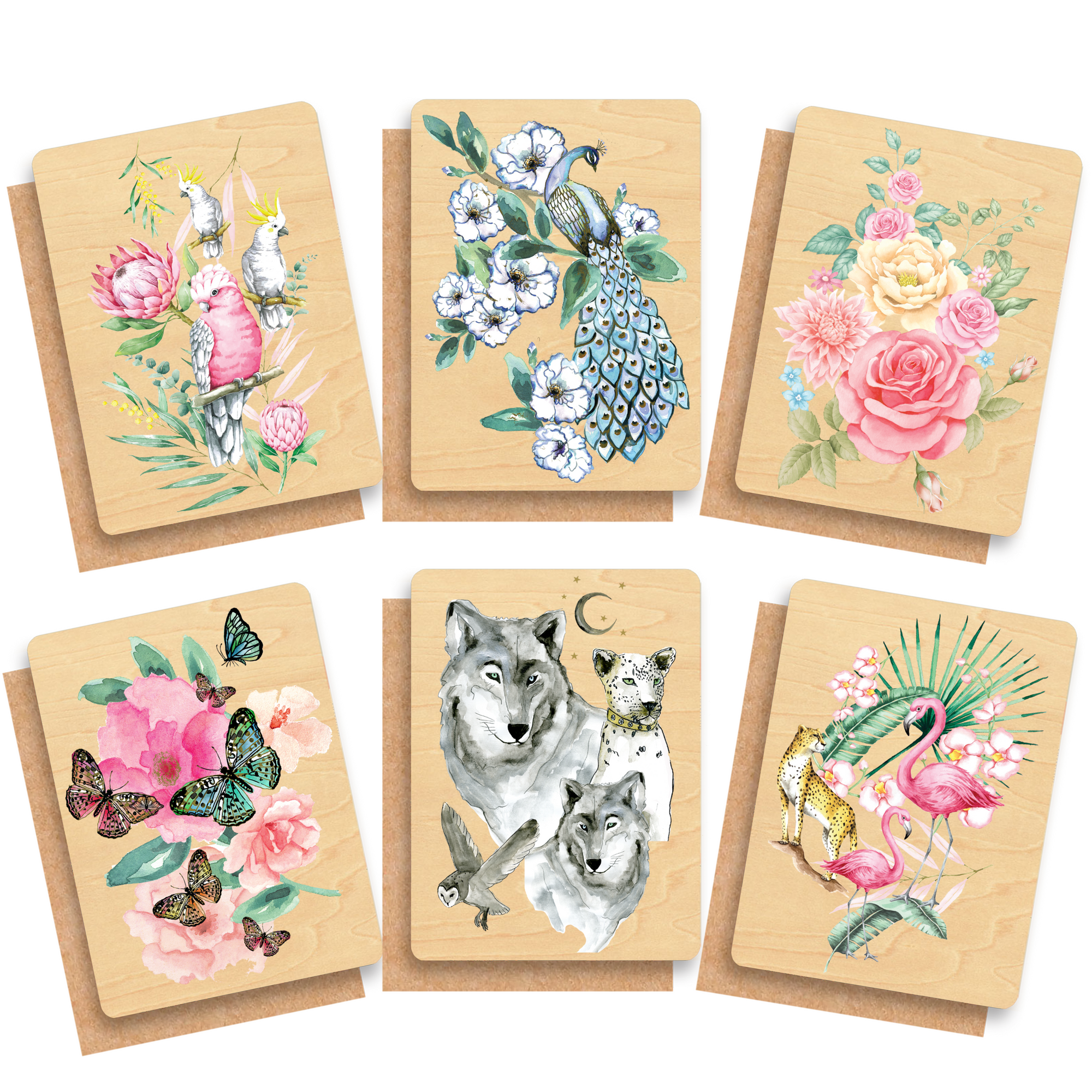 Wood Greeting Card Bundle - 6 Pack - Garden Collection