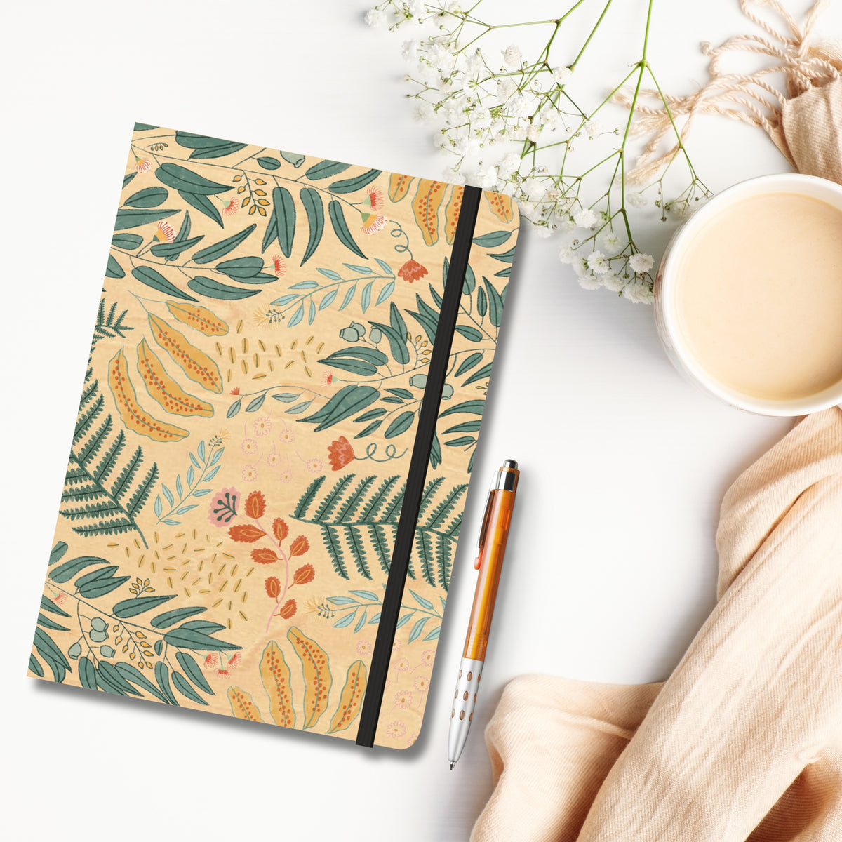 B6 Wood Cover Notebook (Lined) - Flora Jungle