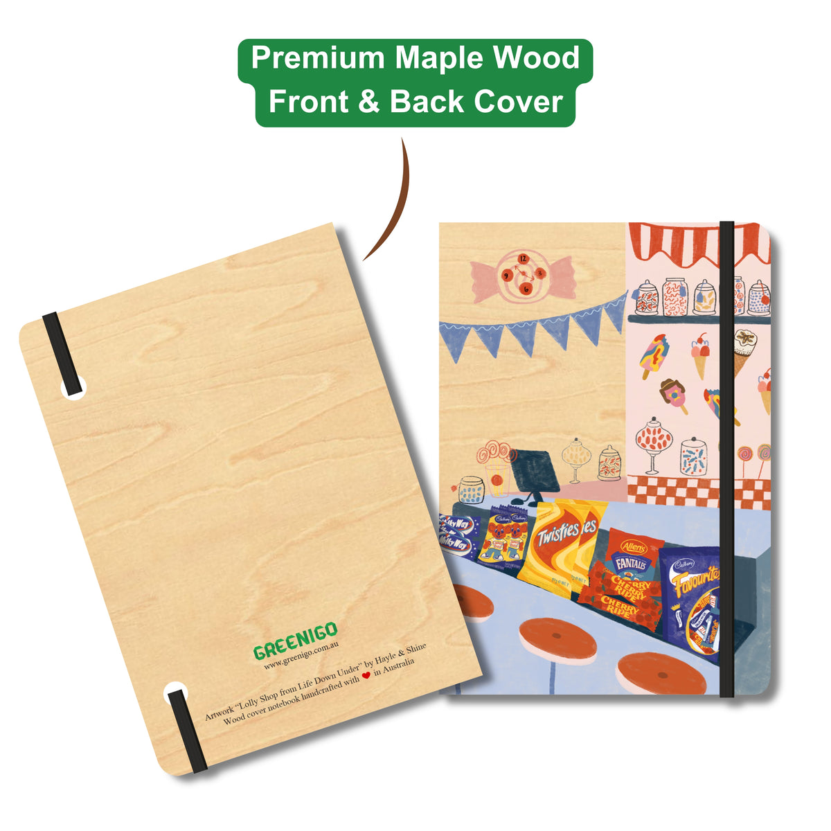 B6 Wood Cover Notebook (Lined) - Lolly Shop
