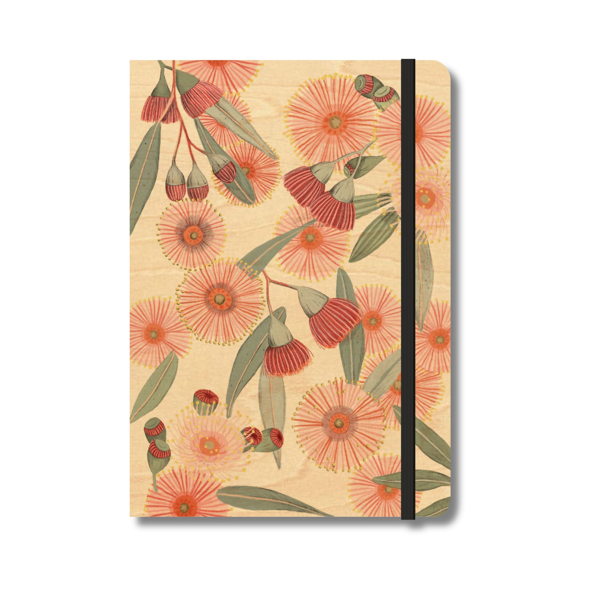 B6 Wood Cover Notebook (Lined) - Red Eucalyptus Burst