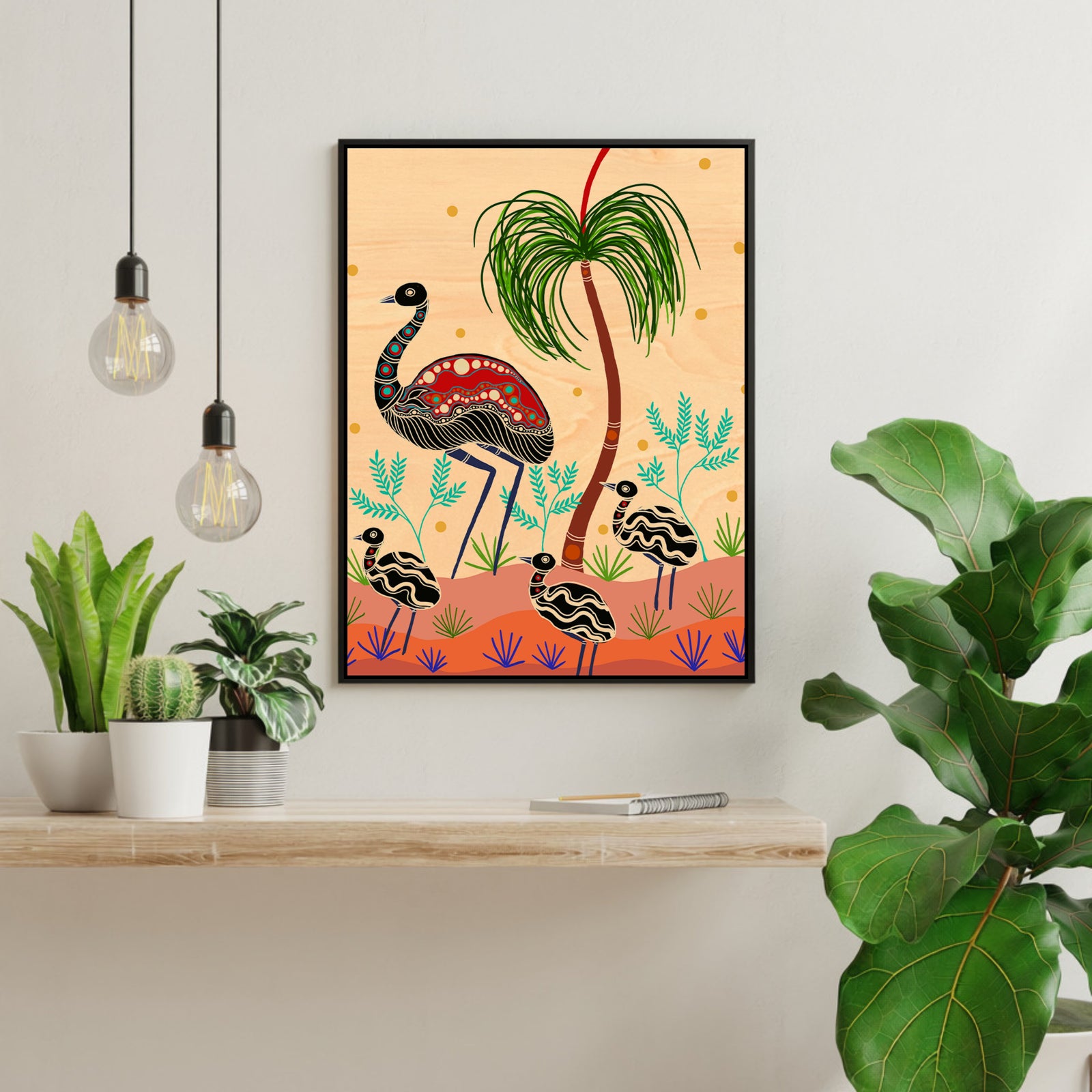 Wood Wall Art A4 - Emu