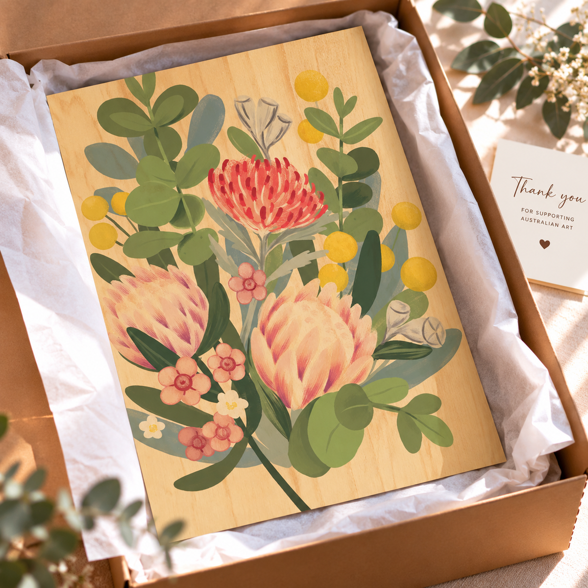 Wood Art Print - Native Posy