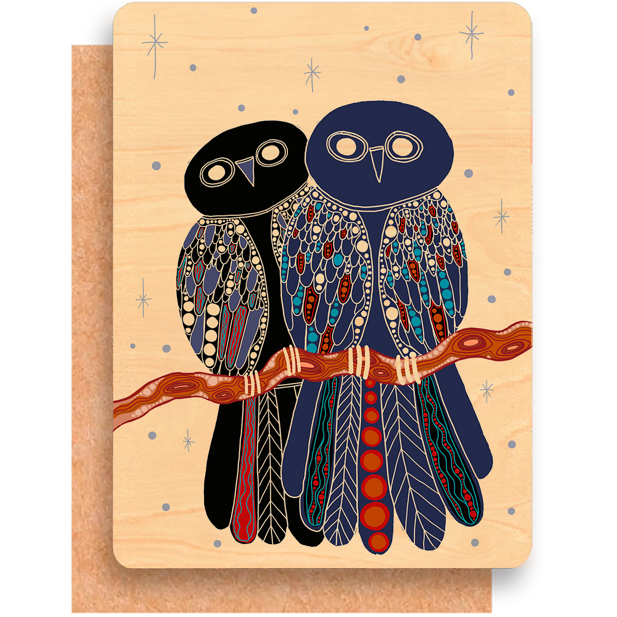 Wood Greeting Card - Gugu (Owl)