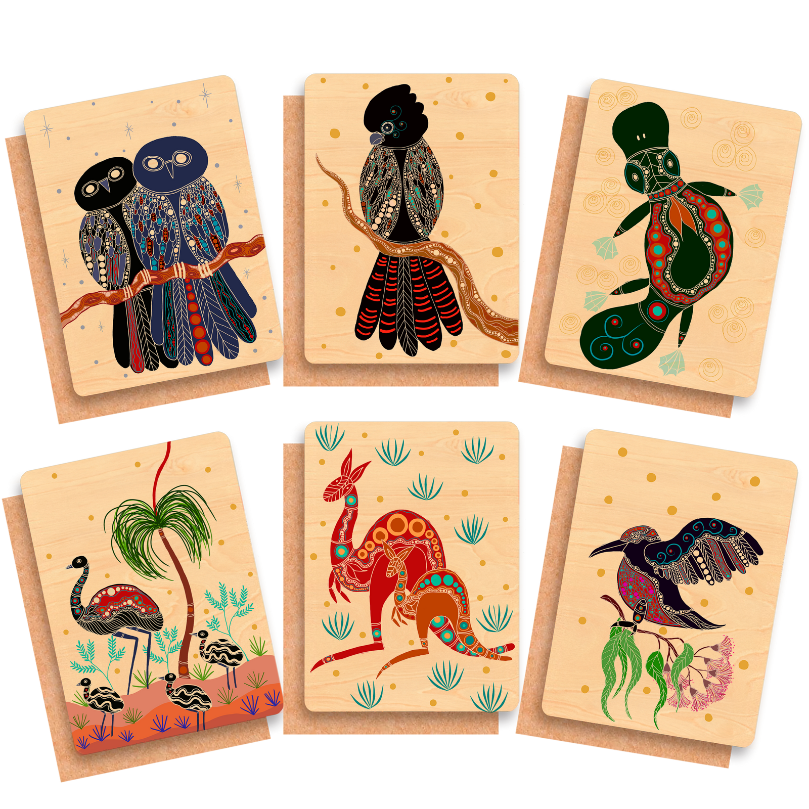Wood Greeting Card Bundle - 6 Pack - Jigay Collection
