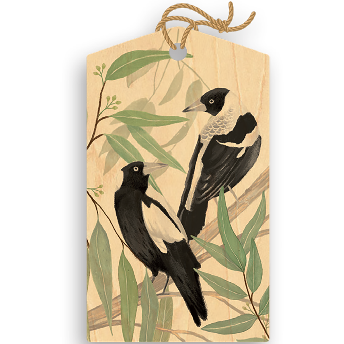 Wood Gift Tag - Magpies Warbling